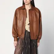 [Saint Laurent] Brown vintage leather bomber jacket 38 FR Brown