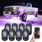 Multicolor Rock Lights Underglow for Trucks 4/6/8/10/12 Pods App Control 12V Off-Road Light Kit UTV SUV ATV RZR Trail Rig,8 in 1