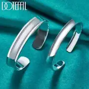 DOTEFFIL 2pcs 925 Sterling Silver 8mm12mm Smooth Bangle Bracelet Set Jewelry
