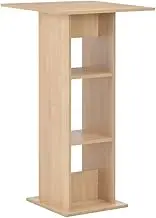 Bar Table Oak 60x60x110 cm, Sleek Modern Dining Set for Small Rooms, Engineered Wood Kitchen Comedor Mesa, Pedestal Rectangular Top with Shelves, Fits Tribesigns Farmhouse & Modern Decor