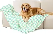 [viiotu] Dog Blanket Warm Sleeping Mat, Soft Coral Fleece Pet Blanket, Cute Paw Print Cat Blanket Dog Accessories for Bed Couch Sofa (Green, Small (23"x16"))