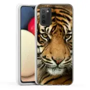 (Tiger Stare)ShockProof TPU phone case cover(Clear)for Samsung Galaxy A02S