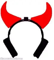 LIGHT UP RED PLASTIC DEVIL HORNS HEADBAND UNISEX HALLOWEEN COSTUME ACCESSORY