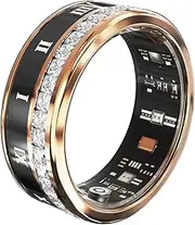 Smart Ring, Smart Health Ring for Women Men IP68 Waterproof Fitness Tracker w/Sleep Heart Rate Blood Pressure Oxygen Monitor Bluetooth Pedometer Calories Step Counter, Gold #8