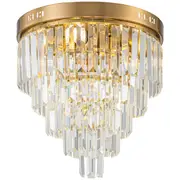 Gold Glitz Crystal Flush Lighting Classical Brass Celestial Ceiling Lights