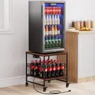 Stand for Mini Fridge and Microwave - 220 LBS Capacity, with Wheels, Charging...