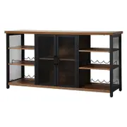 Levede Adjustable Industrial Wine Rack Bar Cabinet Walnut