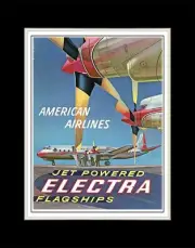 1959 Air Travel Jet Powered Electra Flagships - Matted for 11x14 Frame