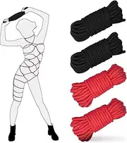 4 Pack Soft Cotton Rope 32 Feet 10m BDSM Shibari Bondage Rope Restraint Kits Adult Sex Toys for Women Couples (Black and Red)