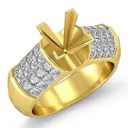 1.70Ct Princess VS1 F Accents Diamond Engagement Ring Setting 14k Gold Yellow