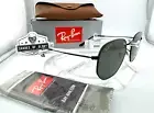 RAY-BAN HEXAGONAL RB3548N 002/58 BLACK G-15 GREEN POLARIZED SUNGLASSES 54MM NEW