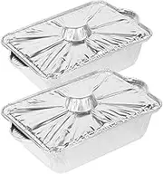 2Pcs Aluminum Foil Barbecue Pot Rectangle Food Baking Tinfoil Pans for Outdoor Camping Picnics and Grilling Versatile Grill Pots for Meat Vegetables and More