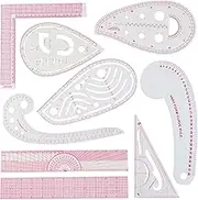 HLZC Fashion Clear Metric Sewing Ruler Set, French Curve Pattern Ruler Kit for Beginners Tailors Designers (A-9-Piece Set)
