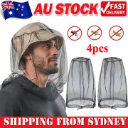 4PCS Mosquito Fly Head Net Outdoor Fishing Insect Mesh Hat Bug Mozzie Protector