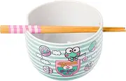 Silver Buffalo Sanrio Keroppi Fishing On Ramen Bowl 20oz Ceramic Ramen Bowl with Chopsticks