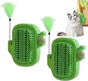 Cat Wall Brush - Interactive Cat Toy Scratcher | Kitten Face Scratchers | Cactus Hair Comb Set of 2 | Pets Scratcherr with Catnip Feather Toys for Stress Relief Mental Stimulation Indoor Home Play