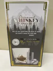 3Pc Personal Whiskey Glass/Jigger & SS Ice Ball Packaged Gift Set Barware