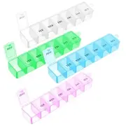 Weekly Pill Organizer,4Pcs 7 Day Pill Case Daily Vitamin Case Medicine Box Po...