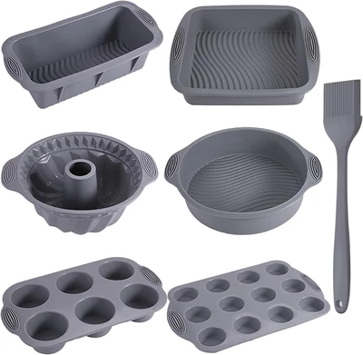 7In1 Nonstick Silicone Bakeware Set Silicone Cake Molds Set Including Baking Pan