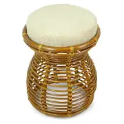 Milan Handmade Natural Rattan Wicker Ottoman Stool Vanity Bedroom, Colonial