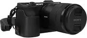 [MegaGear] MG1807 Ever Ready Leather Camera Half Case Compatible with Sony Alpha A6600 - Black