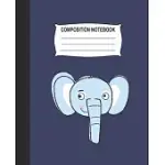 COMPOSITION NOTEBOOK: BLUE WIDE RULED NOTEBOOK WITH A CUTE BABY ELEPHANT