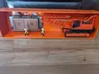 New-Ray Orange Crane Tractor With Log Cabin & Men - New