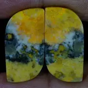 28.20 Cts Natural BumbleBee Jasper Matched Pair Cabochon Gems For Earring Supply
