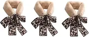 [BESTYASH] Ribbon Scarf Plush Scarves for Women Dressy Leopard Vest Shawls Cute Neckerchief Belt Hood Ladies Accessories Bandanas Cashmere Cardigan Artificial Wool