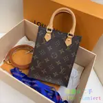 喵酱☆二手 LV 路易威登 PETIT SAC PLAT 經典老花 帆布拼皮 琴譜包 手提包 斜挎包 M69442 棕色