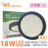 在飛比找PChome24h購物優惠-舞光 LED 18W 4000K 自然光 全電壓 黑殼 大珠