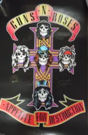 GUNS N' ROSES APPETITE FOR DESCTRUCTION Signed Full Size Poster Slash++ GNR
