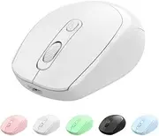 Wireless Mouse, Rechargeable Silent Mouse 2.4G Portable Wireless BT 5.2 Mouse Dual Mode Mobile Optical Office Mouse,3 Adjustable DPI for Notebook, PC, Ipad (White)