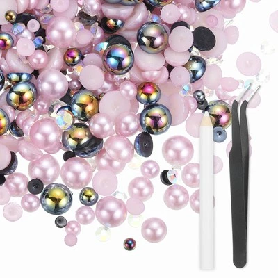 50g 3mm-10mm Flatback Rhinestones with Pen/Tweezer (Colorful Purple)
