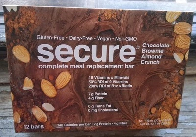 ANDREW LESSMAN Secure Meal Replacement Chocolate Brownie Almond 12 Bars SEALED