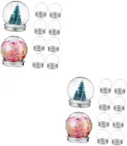 Cabilock 2sets Snow Globe Craft Snow Globe Snowflake Flakes Space Instant Stopper Plugs Christmas Window Clings Fillable Baubles Musical Inflatable Snowman Lid Transparent Aluminum 10pcs*2