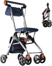 Walker,Lightweight Travel Walker,Portable Rollator Walker with Seat Walking Frame Aid Mobility Trolley,seat Width 315mm X seat Length 215mm Little Surprise