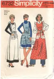 1974 Simplicity 6732 Misses Apron 2 lengths sewing pattern uncut