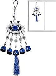 Ancsttu Outdoor Evil Eye Wind Chime | Garden Wind Bell Decoration,Blue Evil Eye Hangable Ornament, Metal Wind Chimes for Home Garden Decoration