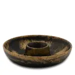 Blue Pheasant Hugo Black and Gold Swirled Resin Chip and Dip Bowl