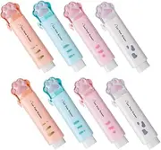 Sewroro 8pcs Cat Paw Erasers, Sliding Retractable Eraser Cute Cat Erasers for Students Writing Office School Supplies