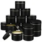 24 Pcs Candle Maker Kit Jar Tinplate Aromatherapy Empty (black) Pieces