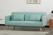 Aqua Wooden Frame Adjustable Upholstered Fabric Click Clack 3 Seater Sofa Bed
