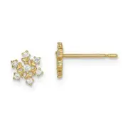 *BRAND NEW* 14k Yellow Gold Madi K CZ Snowflake Post Earrings GK1057