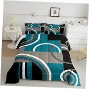 Geometric Boys Bedding Set Abstract Block Boxes Lines Comforter Set Kids Girls