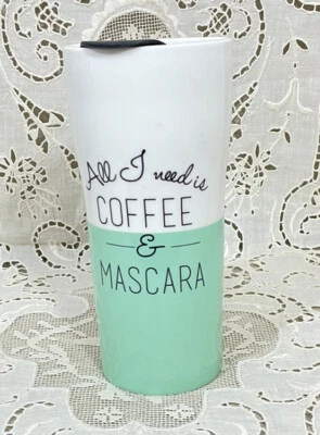 Catherine Malandrino Porcelain Tumbler Coffee Mug COFFEE & MASCARA New