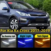 Fit For Kia Kx Cross 2017-2019 LED DRL Front Fog Light Lamp Streamer 3-Color