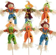 ZAUGONTW 6 PCS Halloween Scarecrow Decoration Outdoor, Fall Harvest Scarecrow Decor, Standing Scarecrow Decorations for Garden, Home, School, Yard, Porch, Thanksgiving Décor