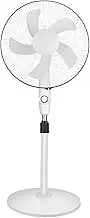 Standing Pedestal Fan, Floor Fan 3 Speed White for Home (Rechargeable (with Charger and Solar Panel))