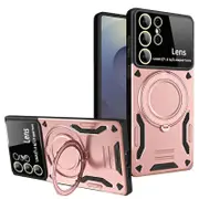 For Samsung Galaxy S25 Ultra MagSafe Magnetic Ring Stand Case Heavy Duty Protective Back Cover (Rose Gold)